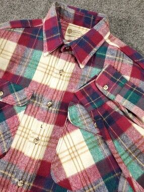 Kittery Trading Post Maine Flannel Shirt Large Heavyweight Cotton Hunting Plaid